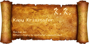 Kapy Krisztofer névjegykártya